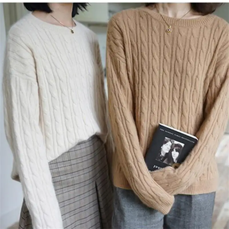 Gejas Ainyu 2020Autumn Winter The New Women's sweater Round neck Loose Cashmere women pullover knitting | Женская одежда