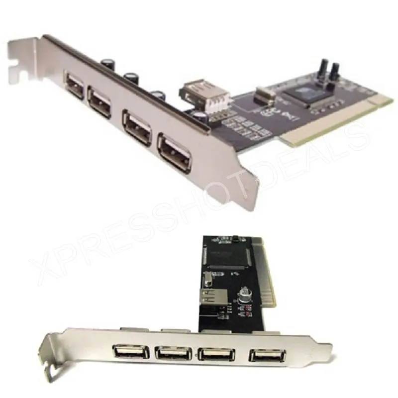 Новый USB 2 0 5 портов (4 + 1) PCI концентратор карты высокоскоростной адаптер 480 Мб для