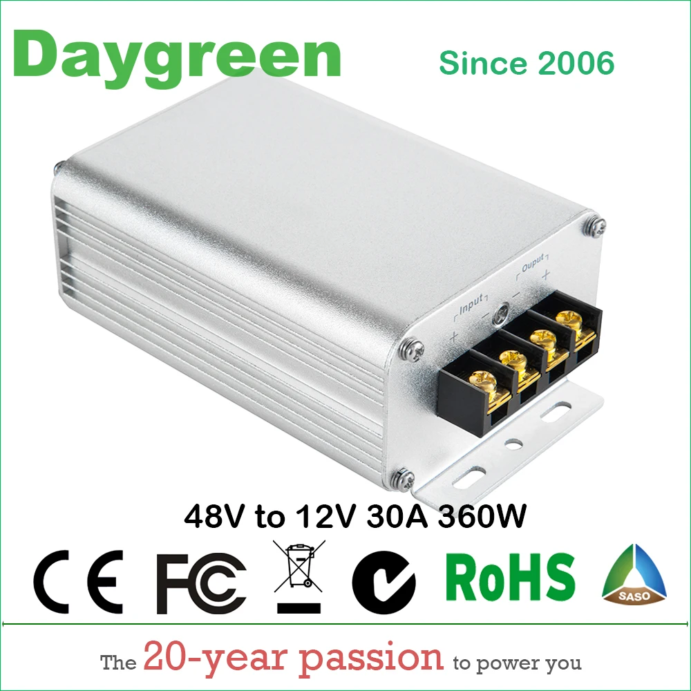 2X 48V до 12V 30A 360W редуктор Напряжения DC понижающий преобразователь для тележки