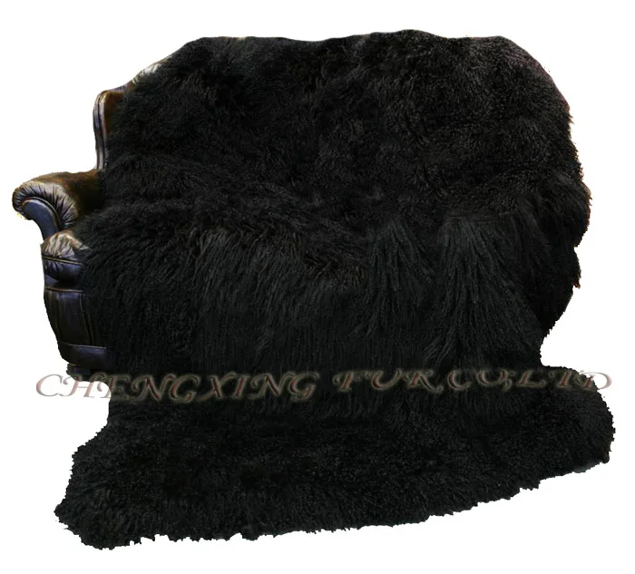 売却 CX-D-23A長い髪ヨーロッパデザイン本物のモンゴルの子羊毛皮毛布投げるエリア敷物カスタマイズされたサイズ