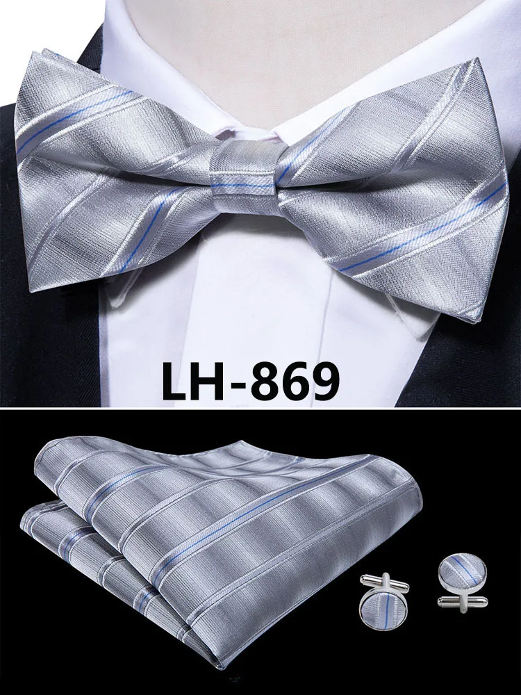 LF-803 Barry.Wang, модные мужские галстуки-бабочки из шелка, белые галстуки-бабочки Пейсли для мужчин, Свадебные вечерние галстуки для жениха, подарок для мужчин - Цвет: LH-869