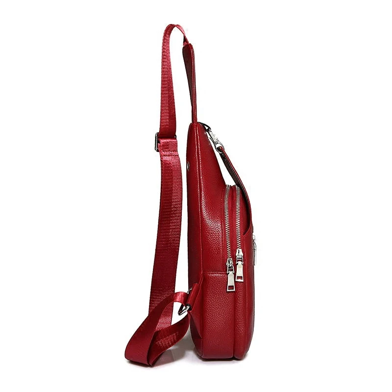 Мужская нагрудная сумка MIWIND кожаная через плечо с одним плечевым ремнем для