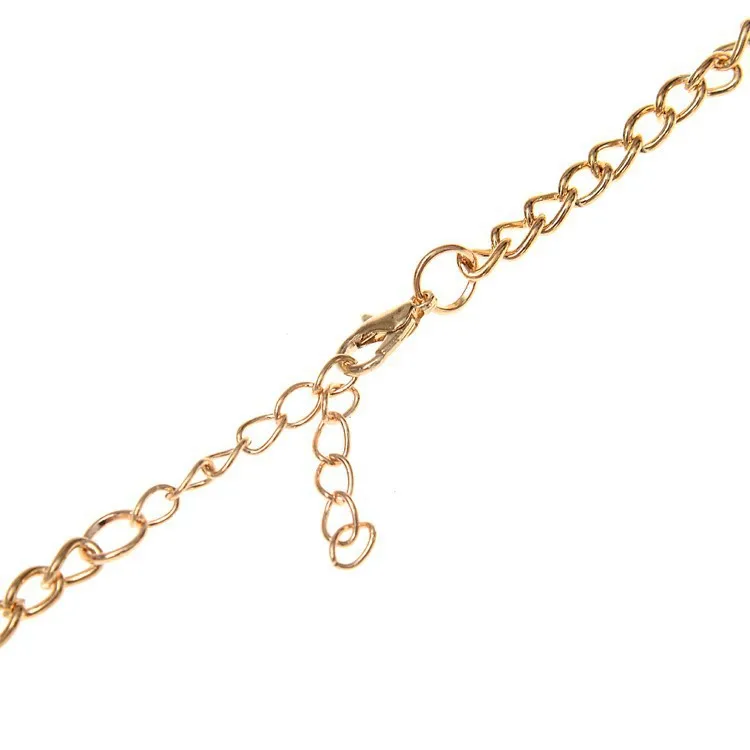 

Trendy Gold Tone Fish Bone Chain Queen Coin Tassel Choker Necklace Multi-layer Short Design For Women