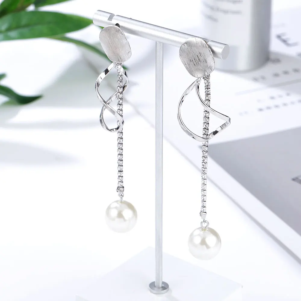 Новинка модные висячие серьги HanCheng в форме спирали Висячие жемчужные длинные