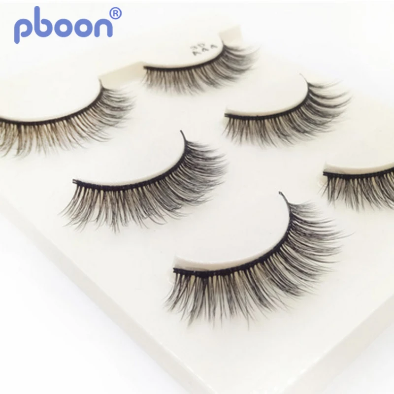 Pboon Eyelash Extension 3D Multilayered Eyelashes Full Strip Lashes 3 Pairs False | Красота и здоровье