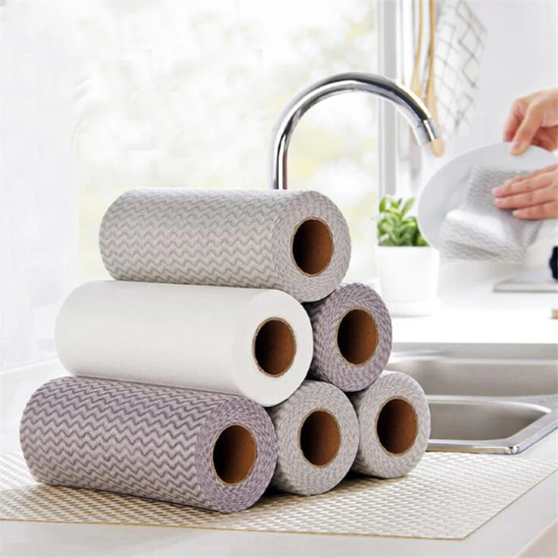 1 Roll/50pcs Disposable Household Non-Woven Kitchen Cleaning Cloth Wipes Multi-Function Rag | Дом и сад