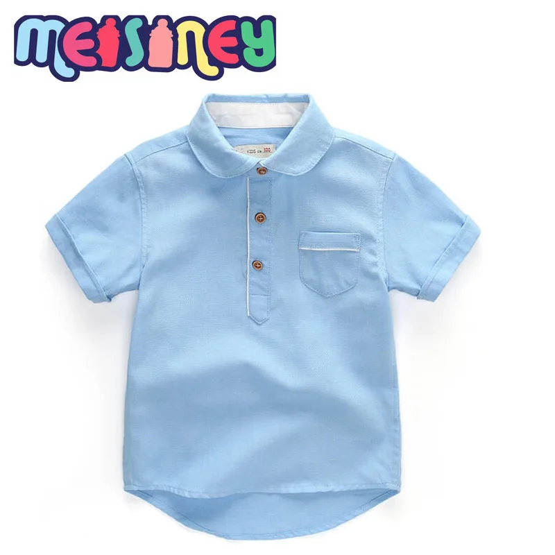 Meisiney childern одежда + детские летние футболки 100% хлопок Короткие с рукавами синий