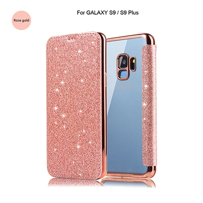 Чехол для samsung Galaxy S8 S9 Plus Note 8 9, чехол для samsung A3 A5 J3 J5, роскошный тонкий кожаный чехол-книжка из ТПУ, флип-чехол для телефона - Цвет: Rose gold