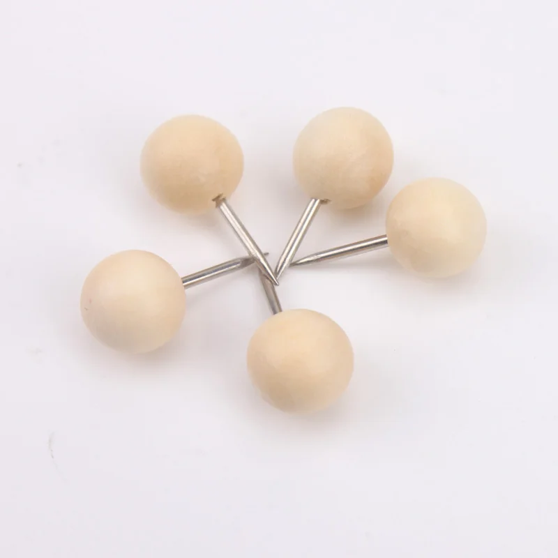 1000pcs/set Round Shape Wooden Push Pins Art and Picture Used Office School Sundries Standard Pins Accessory