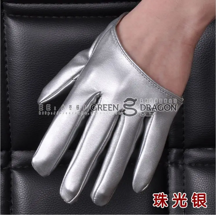 pearl silver Женские Перчатки полный с глубоким вырезом и искусственная кожа Искусственная кожа ds Перчатки пикантные половину ладони Перчатки мотоцикл Перчатки - Цвет: pearl silver