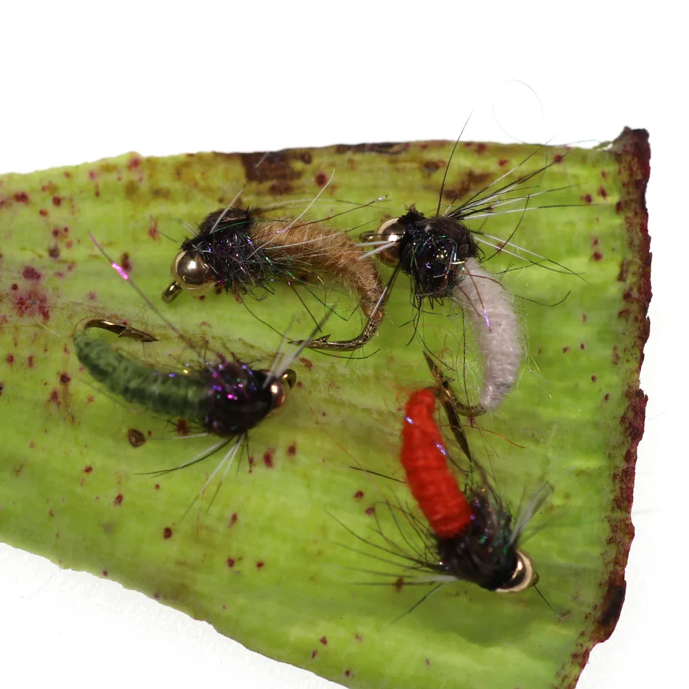 Латунная бусина с головкой Caddis Nymph Fly для ловли нахлыстом форель Пан рыба искусственное насекомое приманка наживка для рыбалки 8 шт.#12