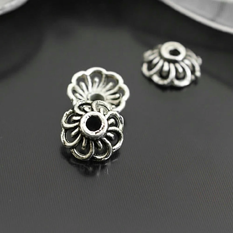 Antique Silver 31233) 100 шт 9 мм античный бронзового цвета из цинкового сплава каскадные лепестки цветок бусина крышки Diy ювелирных изделий Аксессуары оптом - Цвет: Antique Silver