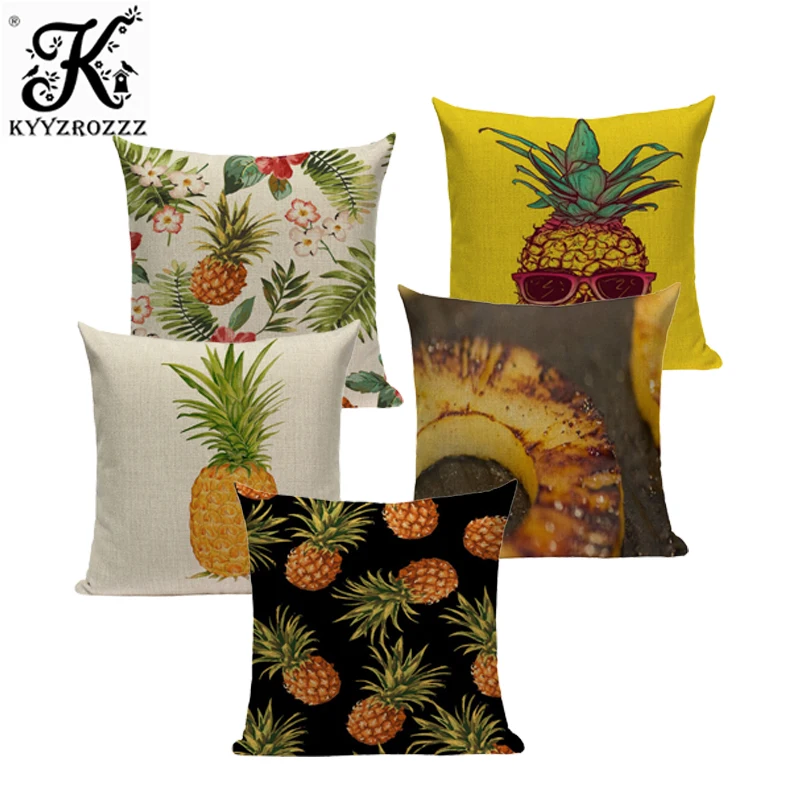 Утолщенной акварель Стиль тканые украшение в виде ананаса накидки на подушки 45