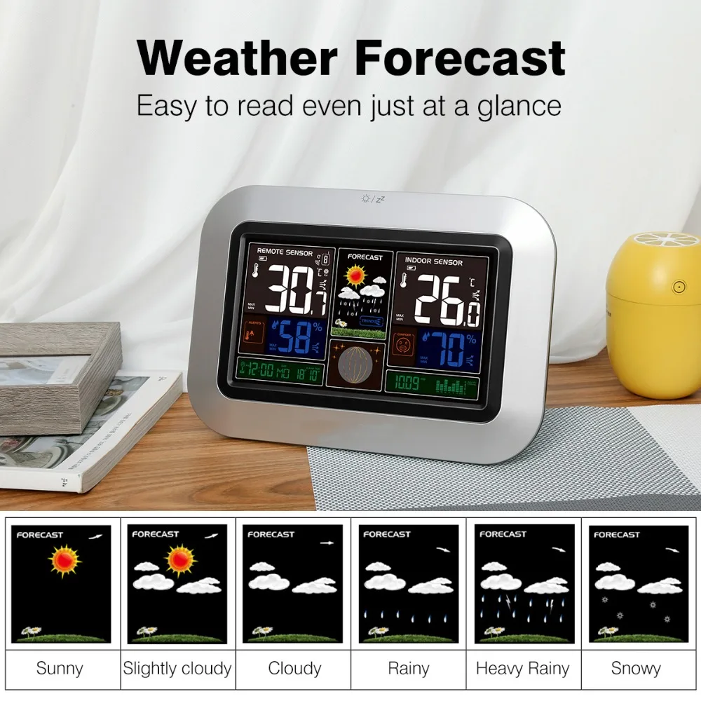 US Plug 2 Outdoor Sensor Wireless Weather Station Digital Thermometer Hygrometer Alarm Clock WWVB RCC Large Size LCD Display | Инструменты