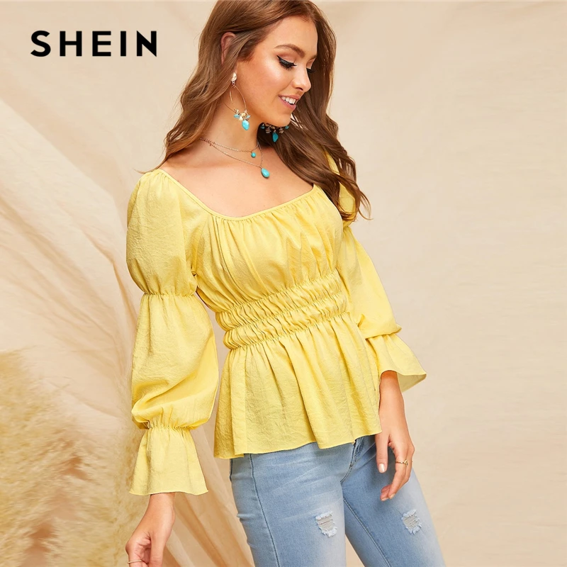 SHEIN Топ С Оригинальным Рукавом И Квадратным Вырезом, Повседневная Блузка В Стиле Бохо, Сексуальные Женские Топы
