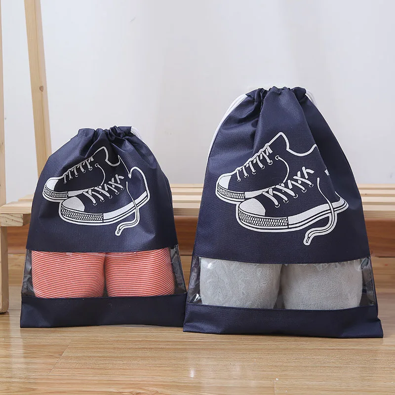 Navy Blue With Print Новейшая водонепроницаемая сумка для обуви, сумка для хранения, дорожная сумка, Нетканая, для стирки, Organizador, Портативная Сумка-тоут, сумка-Органайзер, чехол - Цвет: Navy Blue With Print