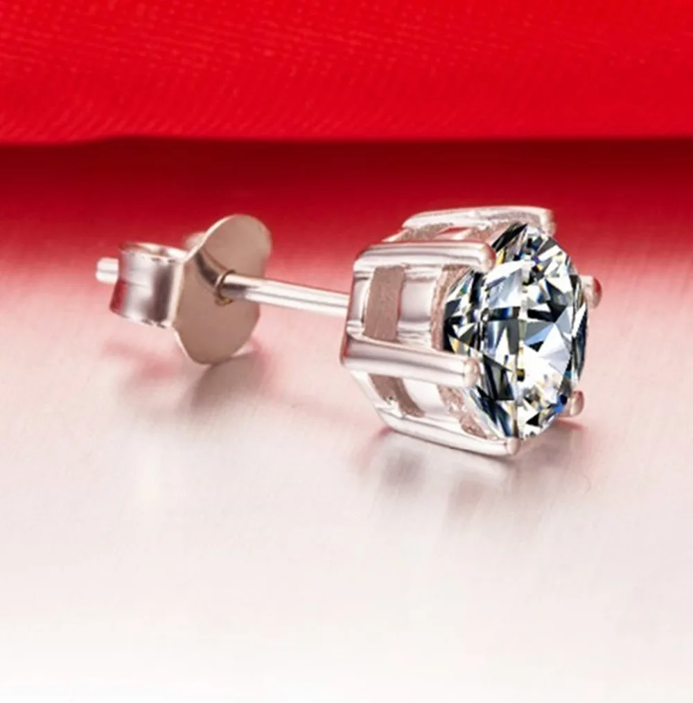 

2Ct/Piece Excellent Fabulous Real Moissanites Wedding Stud Earrings Solid 14K 585 White Gold Best Engagement Jewelry