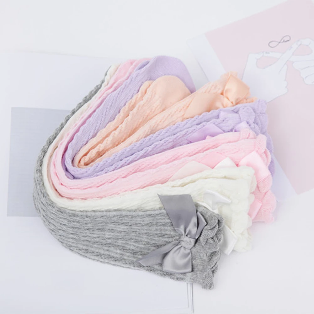 Детские гольфы для От 0 до 6 лет яркие цвета детские колготки с бантиками