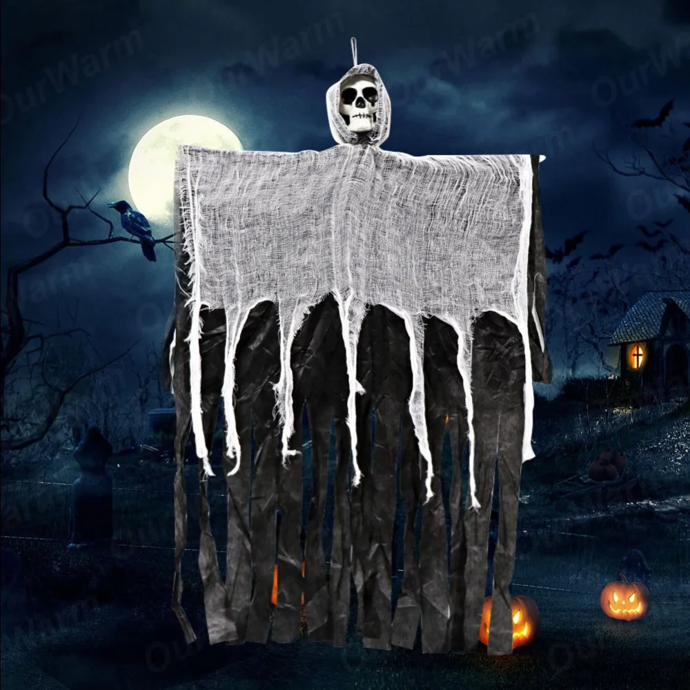 OurWarm 90 см хэллоуин подвесной Призрак для дома с привидениями висячие Grim Reaper Ужасы реквизит домашняя Дверь бар клуб Хэллоуин украшения
