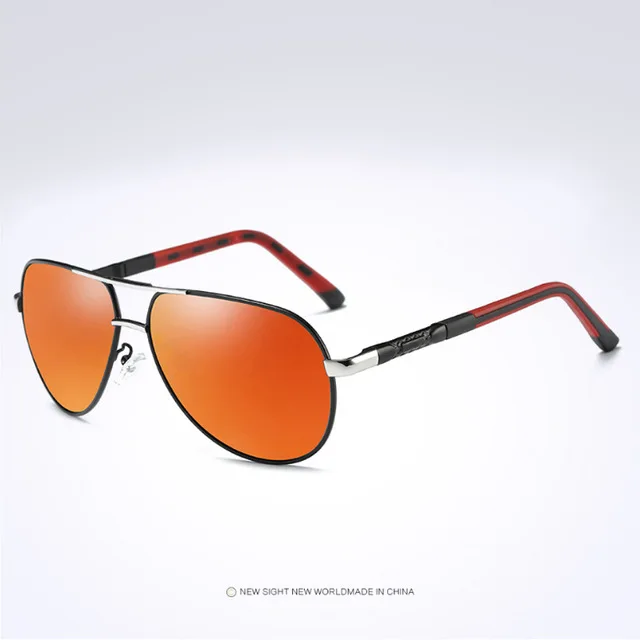 BLACK SILVER RED SIMPRECT Ретро Pilot, поляризационные солнцезащитные очки для женщин Для мужчин UV400 высокое качество очки, подходят для вождения, солнцезащитные очки с металлической черный Винтаж очки с зеркальными линзами - Цвет линз: BLACK SILVER RED