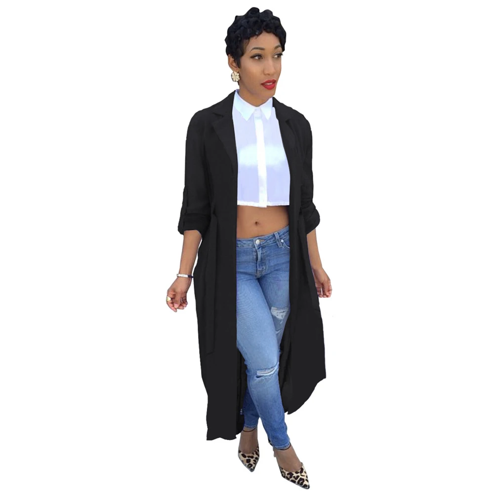 Женское шифоновое пальто с длинным рукавом повседневное длинное запахом и