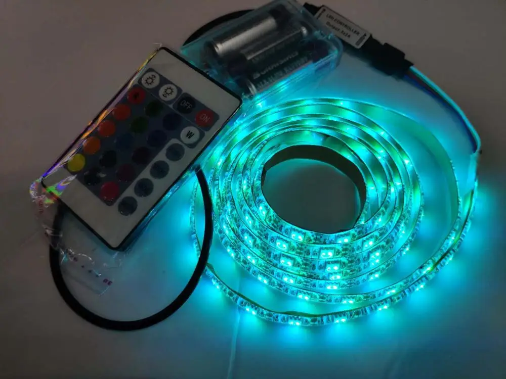 0 5 м/1 м/2 м/шт. 4 в 3aa батарея мощность 5050 LED Гибкая RGB Изменение цвета 16 цветов с 24