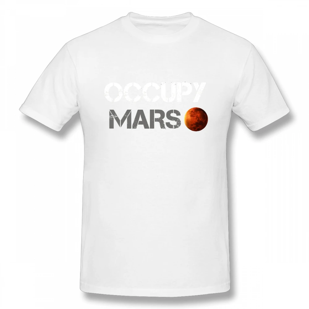 Белый Космическая футболка футболки Тесла Повседневный Топ Дизайн Popualr Occupy Mars хлопковая футболка - Цвет: Белый