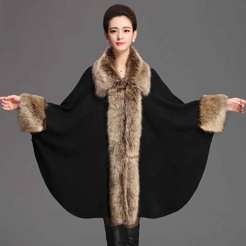 Осень зима женские длинные кардиганы искусственный мех енота воротник