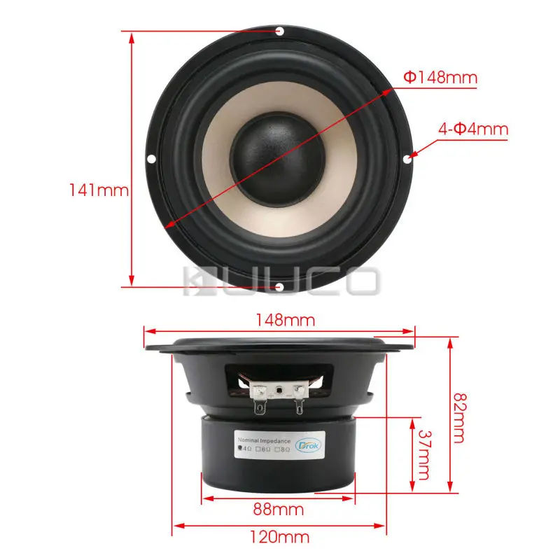 Subwoofer Speakers 5.25-inch 4 ohms Shocking Bass Loudspeaker 40W Woofer Speaker Double magnetic for DIY speakers | Инструменты