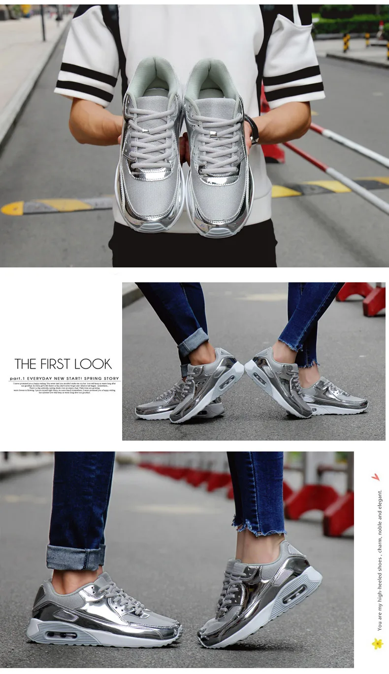 AOJILONG/Новая Брендовая обувь для бега; zapatillas hombre; обувь для улицы на шнуровке; Корзина для женщин; пара суперзвезд; сетчатая блестящая Мужская обувь золотистого цвета