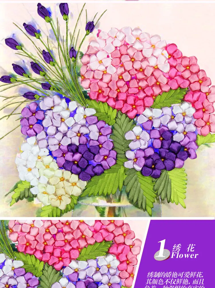 Новое поступление необработанные ленты вышивка картины с цветами наборы ручной