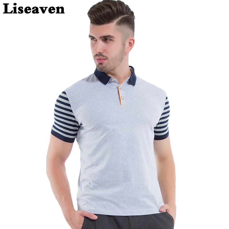 

Liseaven Men Polos Short Sleeve Polo Shirts Gray Shirt Slim Fit Men's Clothing Solid Color Polo Shirt Men Tops
