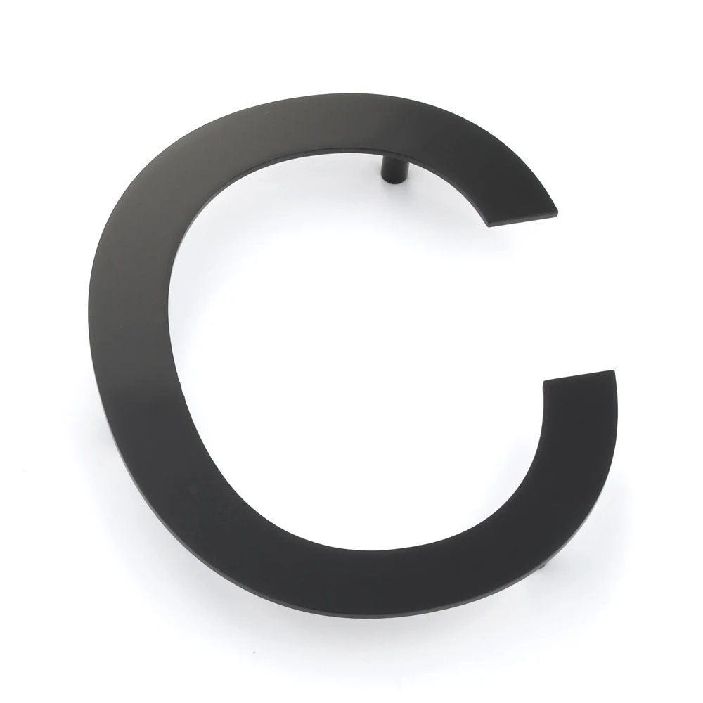 Letter C 5 дюймов плавучий дом номера дверная табличка, Нержавеющая сталь 18-8 матового черного цвета - Цвет: Letter C