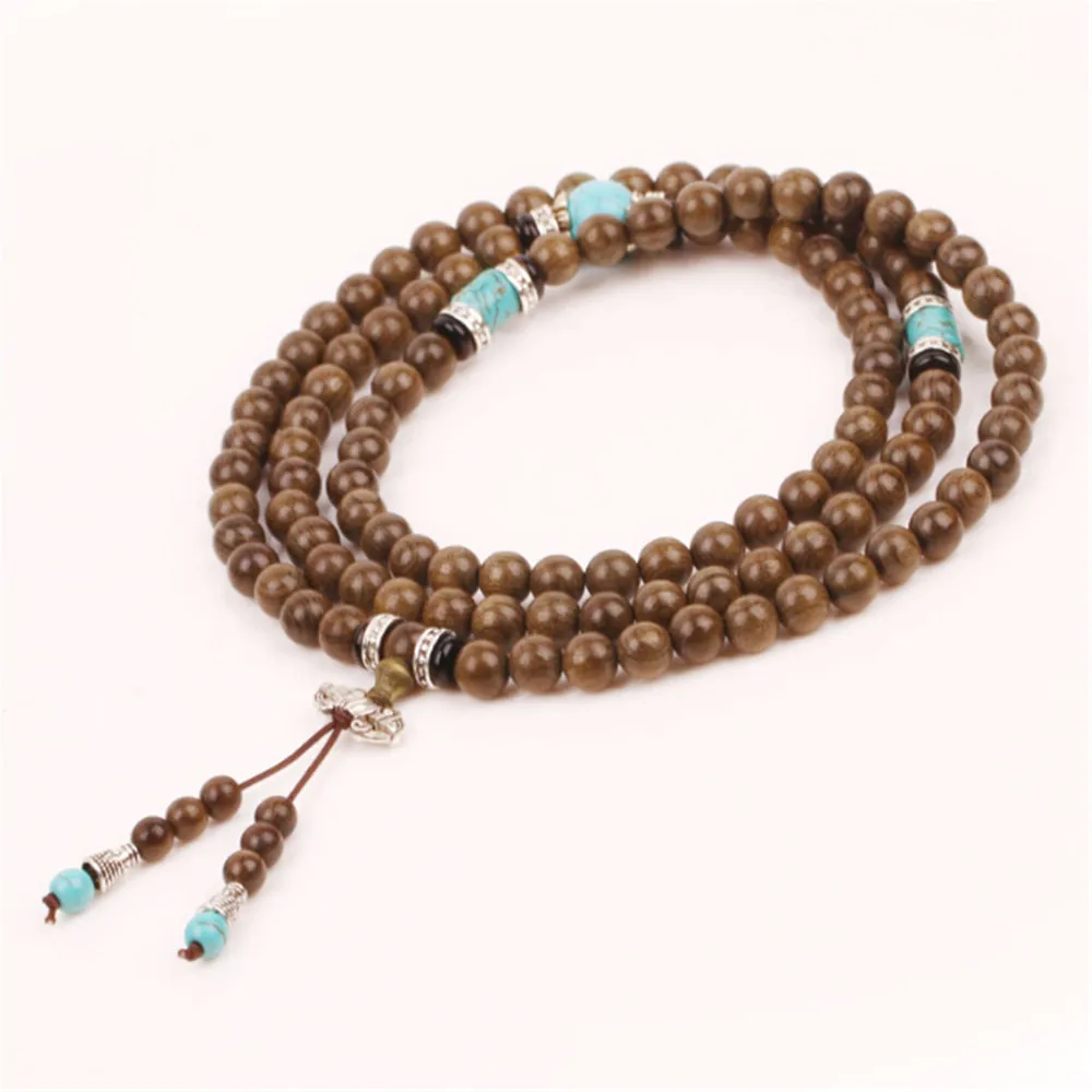 Wholesale Natural Cat's Eye Golden Silk Wood Beads Bracelet 108 Mala Gloomy Phoebe Buddhist Strand Male Ornament | Украшения и