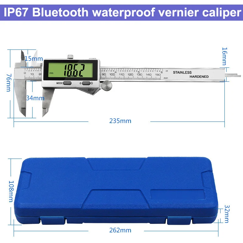0-150 мм IP67 Bluetooth водонепроницаемый цифровой штангенциркуль электронный цифровой штангенциркуль из нержавеющей стали