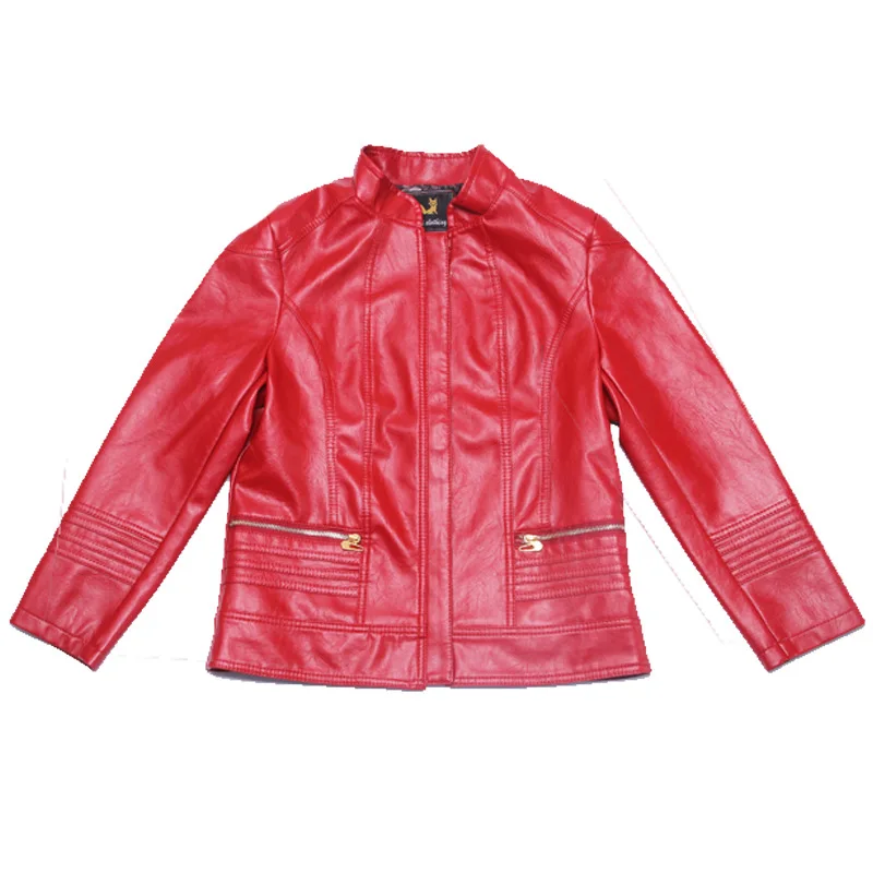 Женская кожаная куртка на осень и зиму повседневная короткая из искусственной