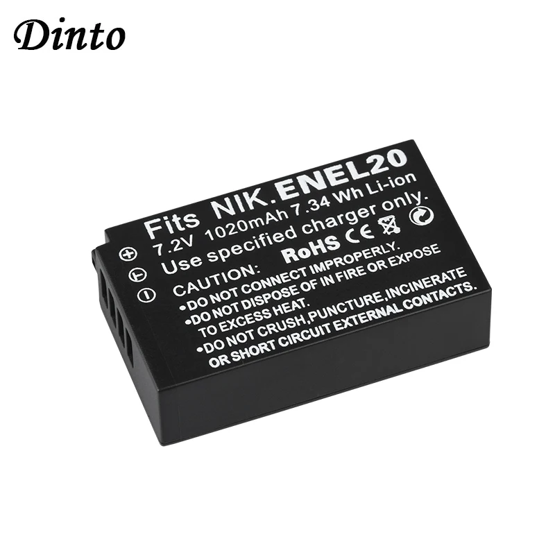 Dinto 1 шт. 1020 мАч 7 2 V EN EL20 ENEL20 RU Замена Камера Батарея для Nikon Coolpix A AW1 J1 J2 J3 S1 V1 V2 V3|battery