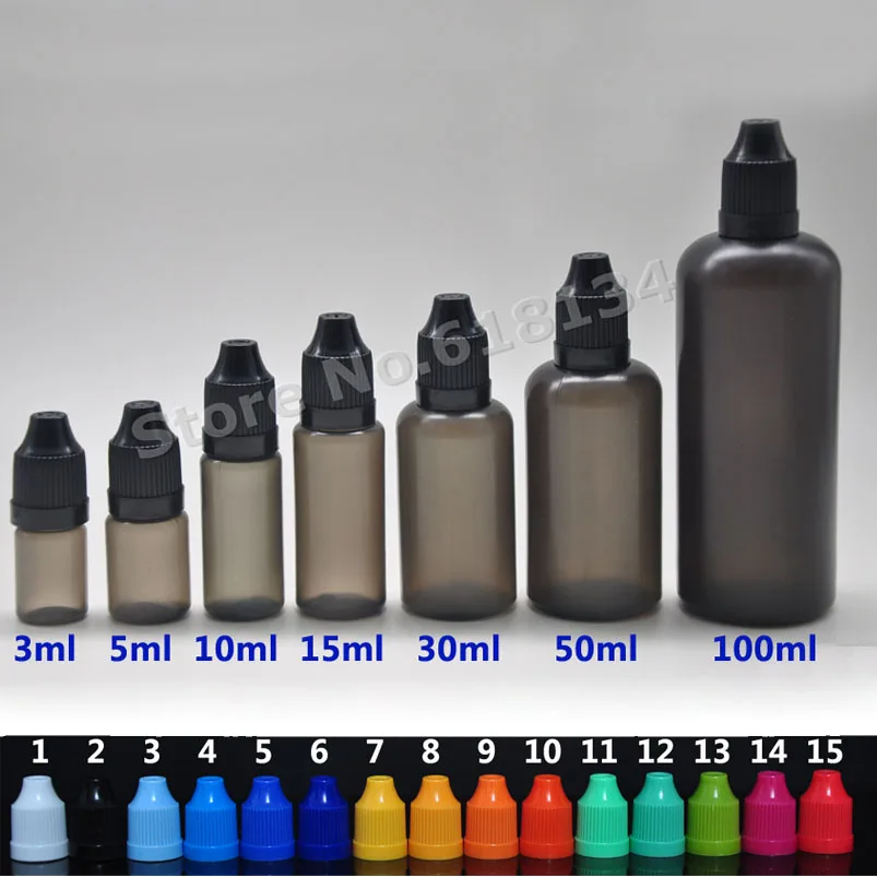 

5000pcs 15ml, 2000pcs 30ml, 1000pcs 100ml plastic black dropper bottles with childproof black lid