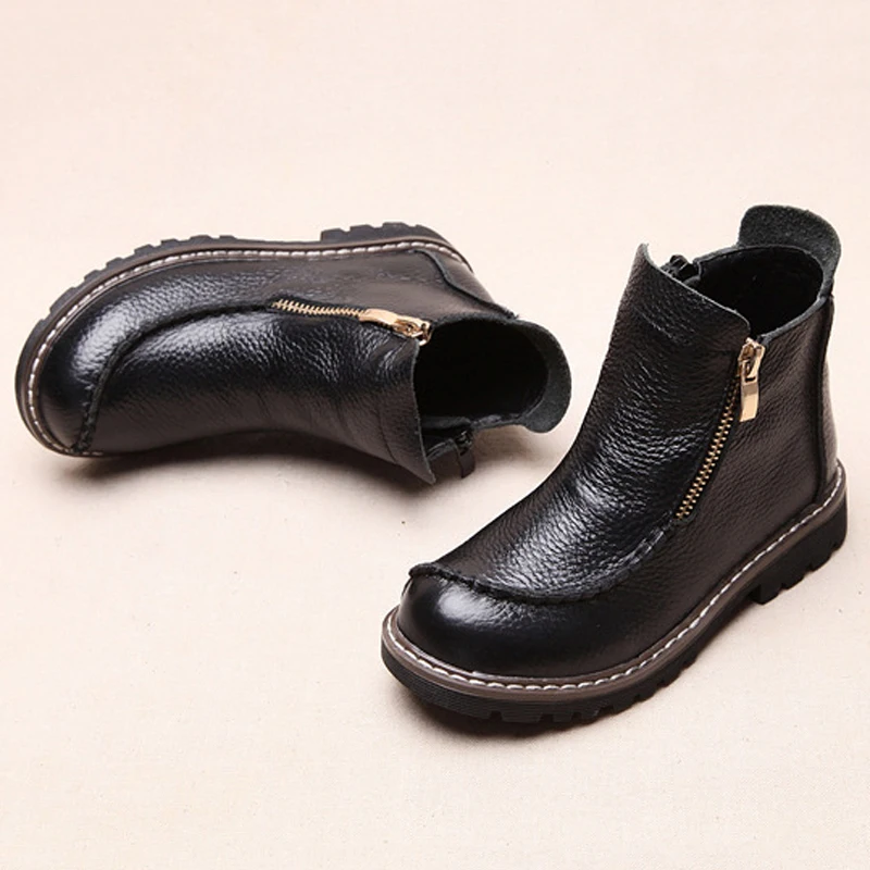 Детские ботинки высококачественные зимние из натуральной кожи для мальчиков и