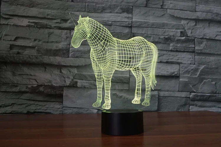3D ночник в виде единорога светодиодный цветной сенсорный USB переключатель