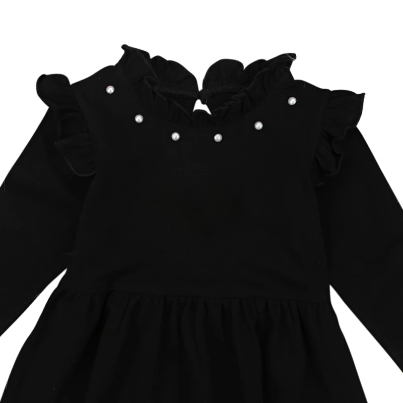 Платье принцессы для девочек-подростков черное Хлопковое платье с длинным