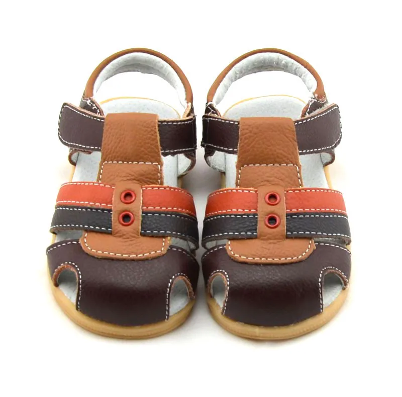 Сандалии SandQ детские из натуральной кожи босоножки с люверсами для мальчиков и