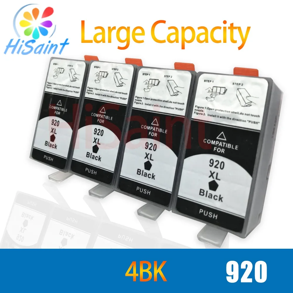 Hisaint Новый 4 шт. Черный чернильный картридж для HP 920 920XL Officejet 6000 7500 7000 6500 струйный
