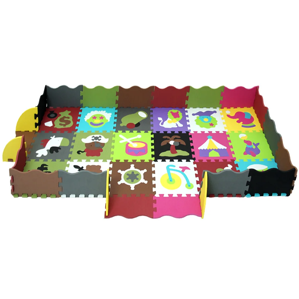 18pcs and fence 0812 9 шт./компл. Новое поступление Детские EVA пены ковер животный узор с мягкой подошвой и вышивкой; детское игрушечный Коврик-пазл коврики для малышей и детей постарше игровой коврик - Цвет: 18pcs and fence 0812
