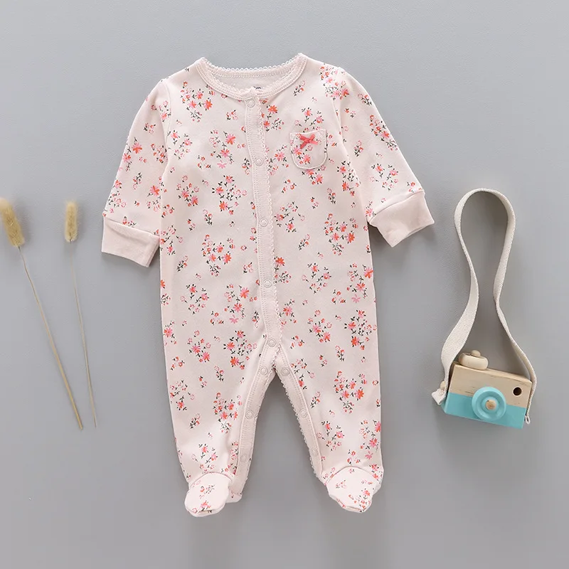 spring and autumn Baby cotton rompers newborn onesie baby girl boy long-sleeved onesie pajamas kids clothes