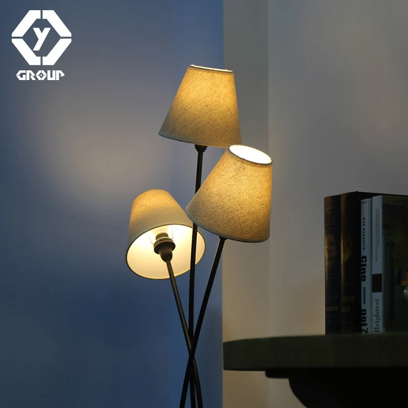 OYGROUP 3 Heads Modern Floor Lamp Contemporary Stylish Elegance in an Antique Finish Beige Lampshade Lighting for Living Room| |
