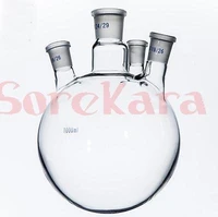 1000ml laboratory borosilicate glass 2429 joint glass flask round bottom with four necks