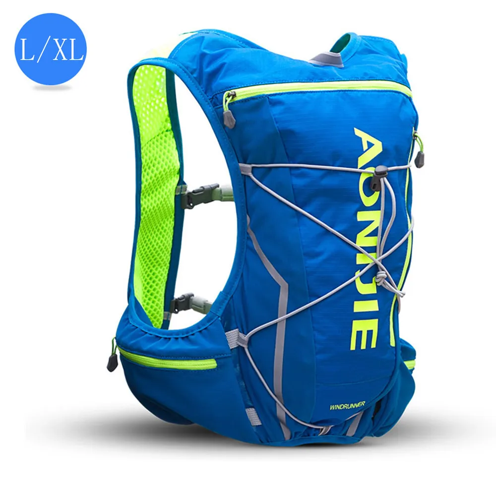 Blue2 AONIJIE походный гидратационный рюкзак, жилет для бега, 10л, нейлоновый спортивный рюкзак, рюкзак для походов, кемпинга+ Водонепроницаемая сумка+ бутылка для воды - Цвет: Blue2