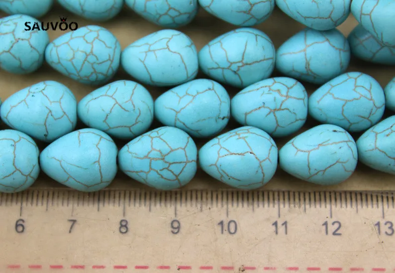 SAUVOO 25 шт Bhemian стиль натуральный Синий Teardrop Howlite каменные бусины Свободные