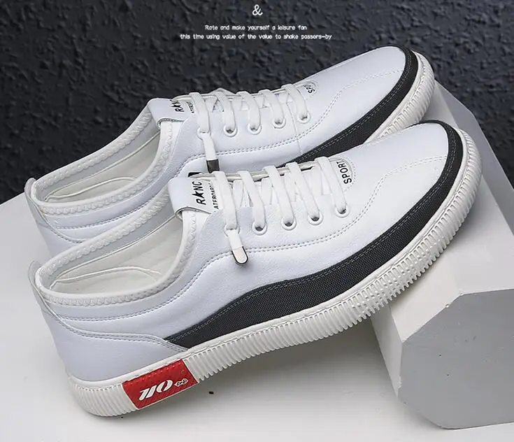 

Luxury Brand Men Shoes Genuine Leather Casual Shoes Fashion Breathable Men Chunky Sneakers White Lace Up Flat Sport Board Shoes